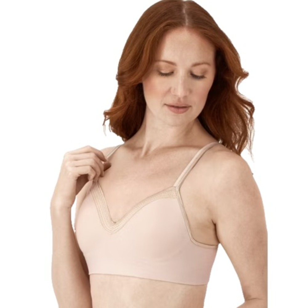 Hanes Womens Comfort Evolution Bra 3XL Sandshell Wireless Seamless SmoothTec